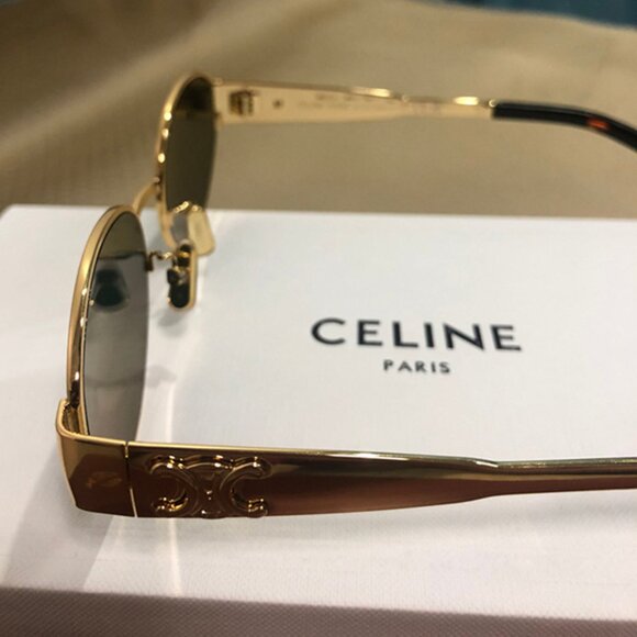 Celine Triomphe Gold Metal Sunglasses with Green Lenses main image 6